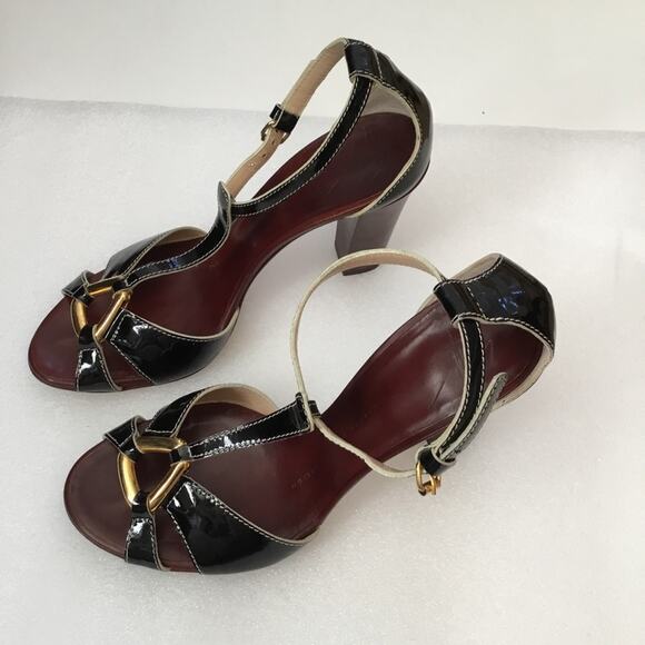 Giuseppe Zanotti Burgundy T-Strap Heel Sandals - Picture 6 of 11